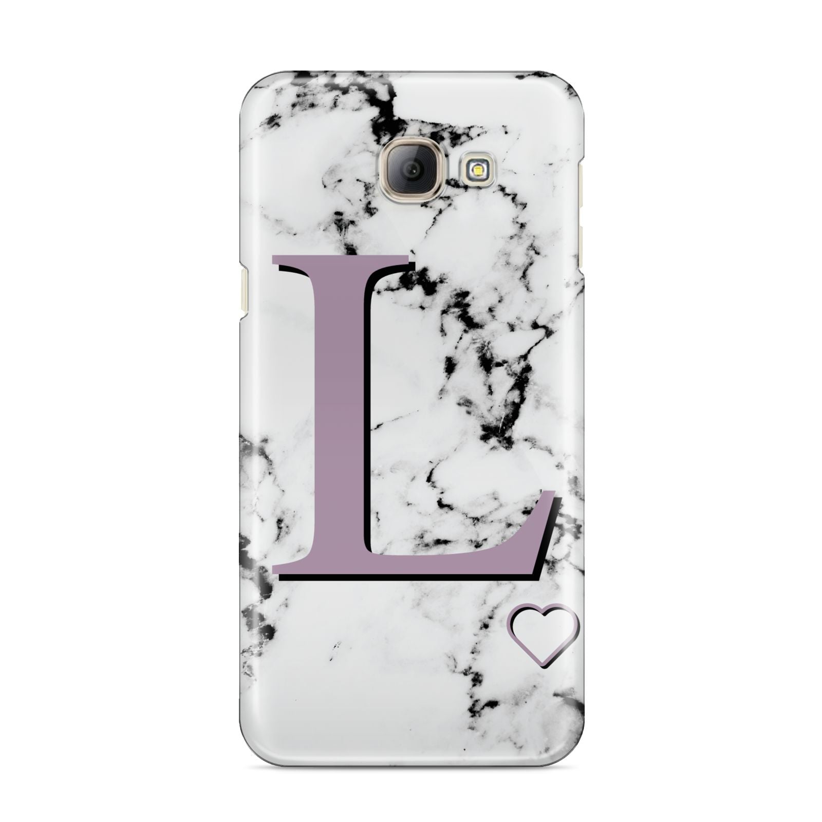 Personalised Purple Monogram Marble Heart Samsung Galaxy A8 2016 Case