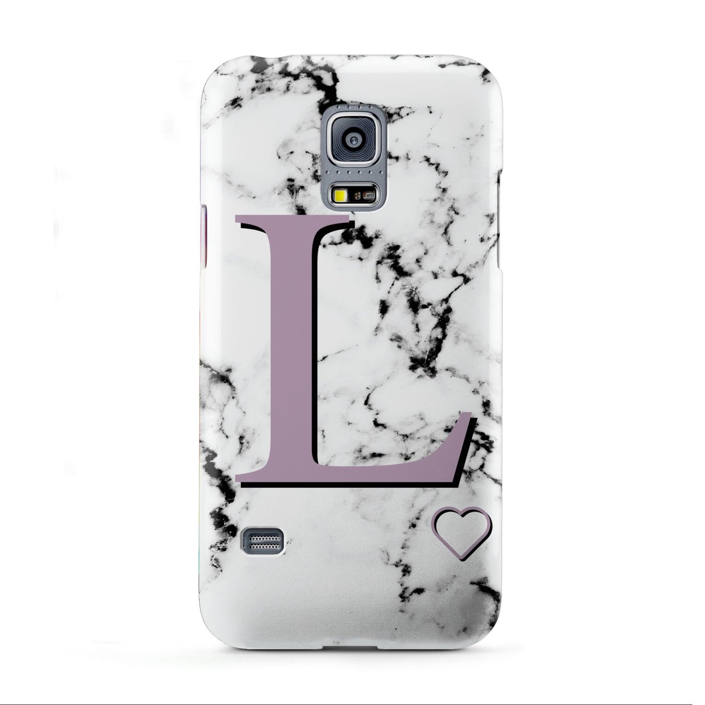 Personalised Purple Monogram Marble Heart Samsung Galaxy S5 Mini Case