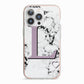 Personalised Purple Monogram Marble Heart iPhone 13 Pro TPU Impact Case with Pink Edges