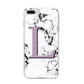 Personalised Purple Monogram Marble Heart iPhone 8 Plus Bumper Case on Silver iPhone