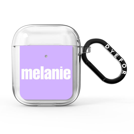 Personalised Purple Name AirPods Clear Case