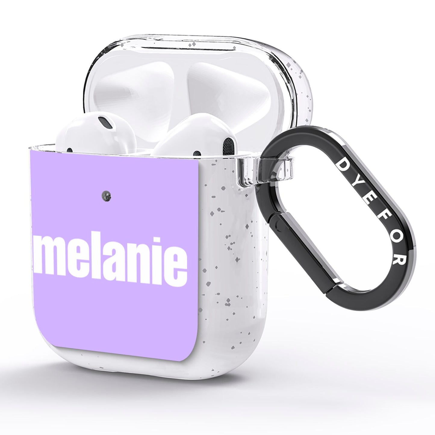 Personalised Purple Name AirPods Glitter Case Side Image