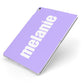 Personalised Purple Name Apple iPad Case on Silver iPad Side View