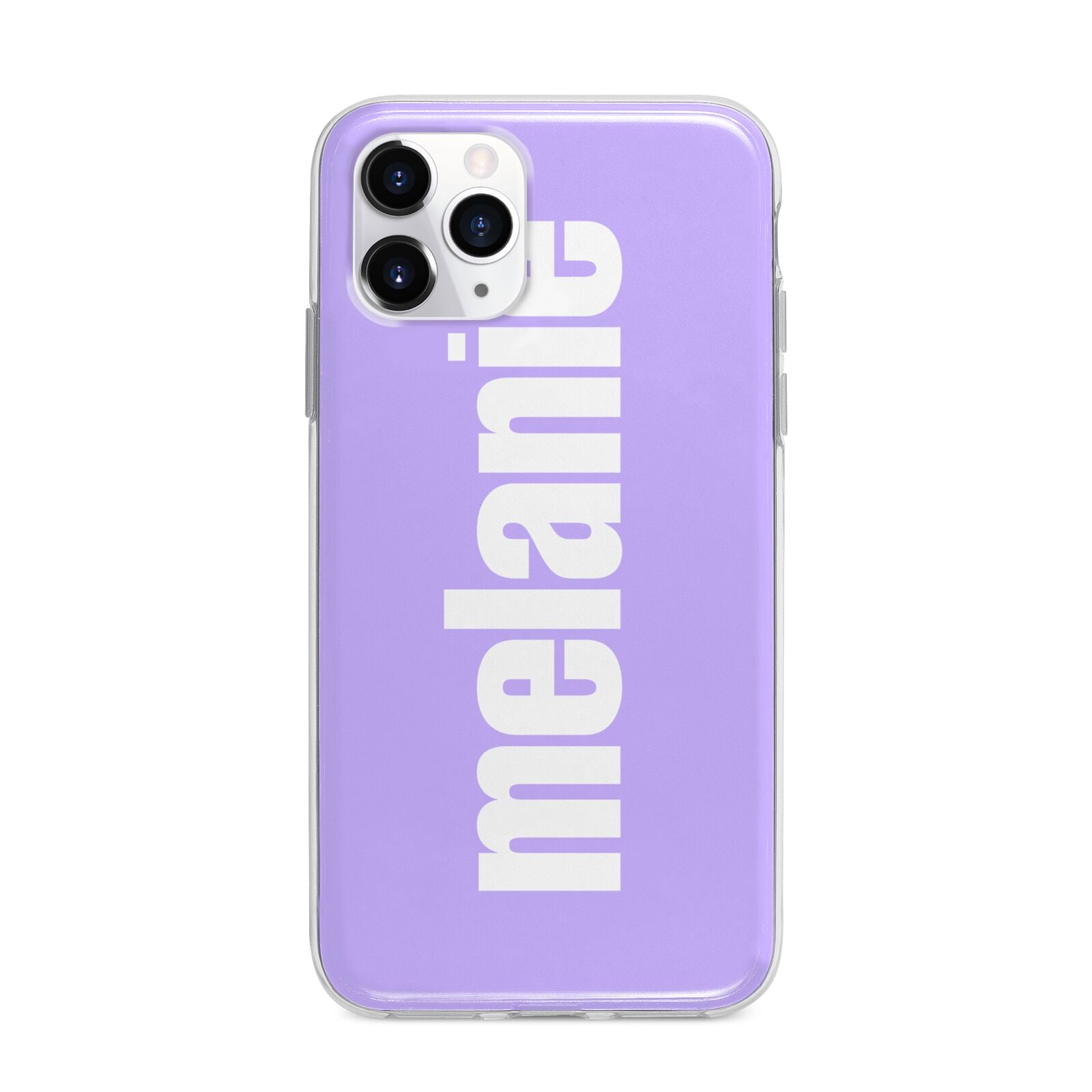 Personalised Purple Name Apple iPhone 11 Pro in Silver with Bumper Case