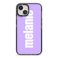 Personalised Purple Name iPhone 13 Black Impact Case on Silver phone