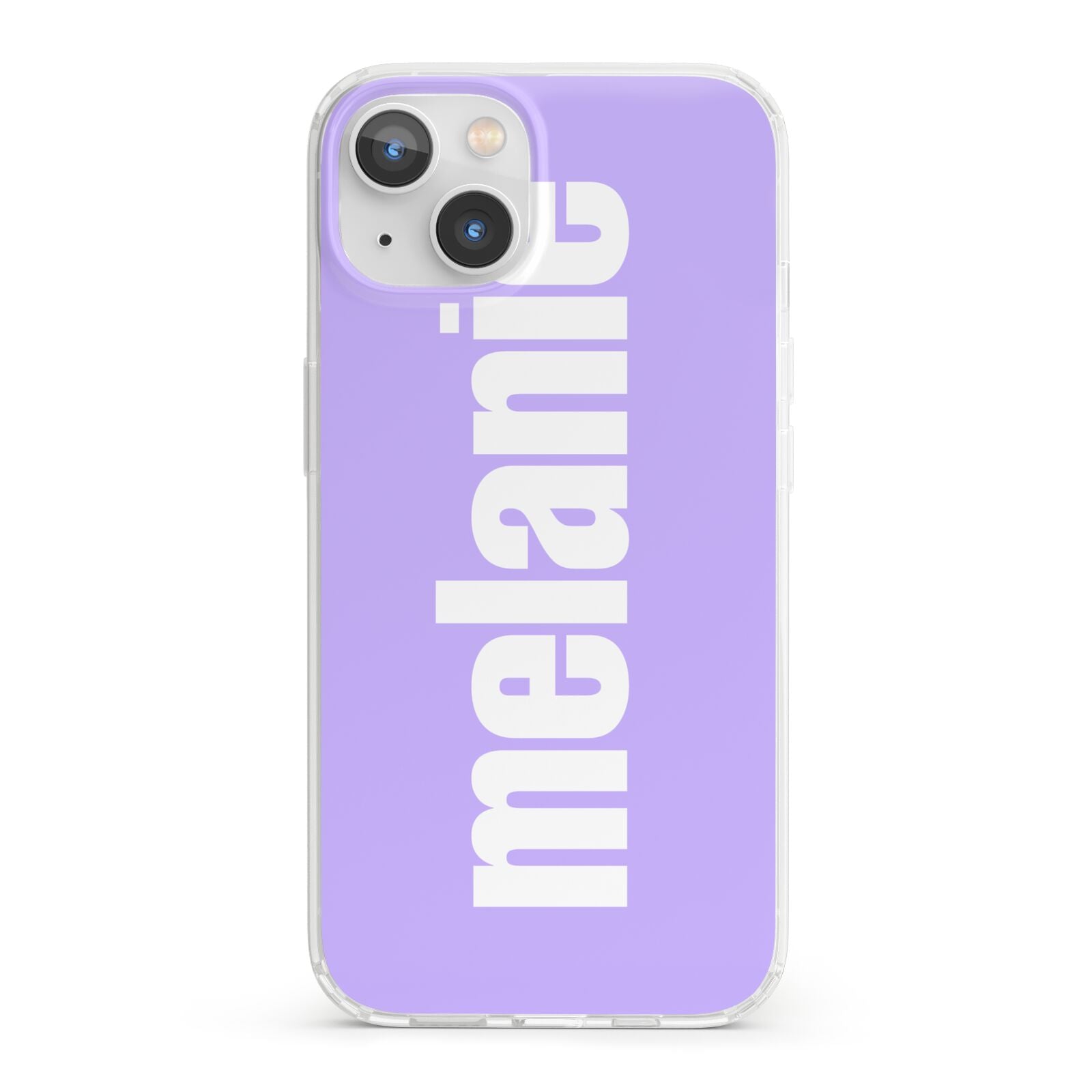 Personalised Purple Name iPhone 13 Clear Bumper Case