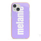 Personalised Purple Name iPhone 13 Mini TPU Impact Case with Pink Edges
