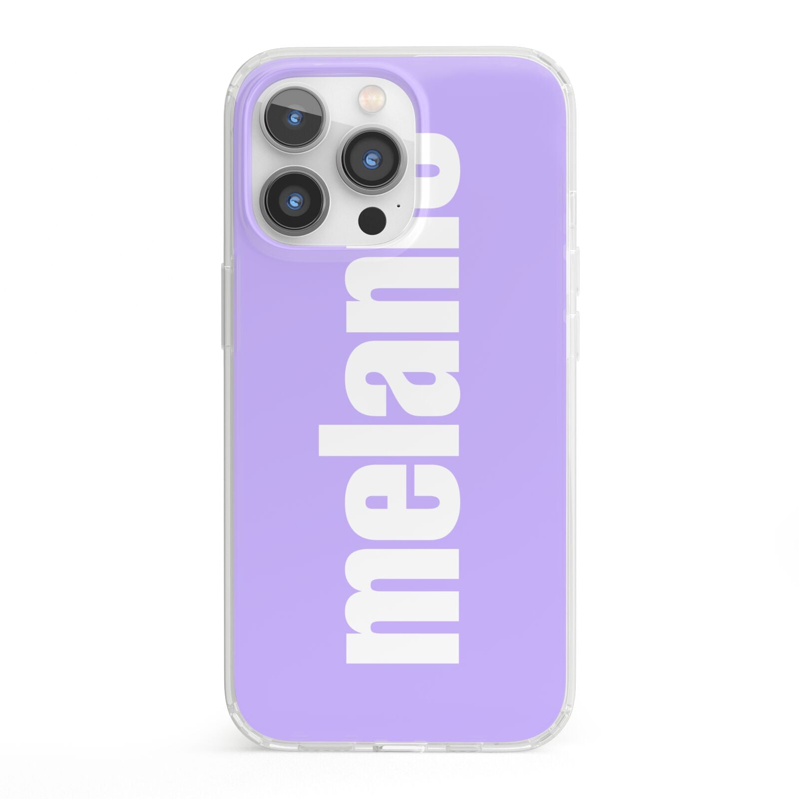 Personalised Purple Name iPhone 13 Pro Clear Bumper Case