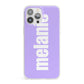 Personalised Purple Name iPhone 13 Pro Max Clear Bumper Case