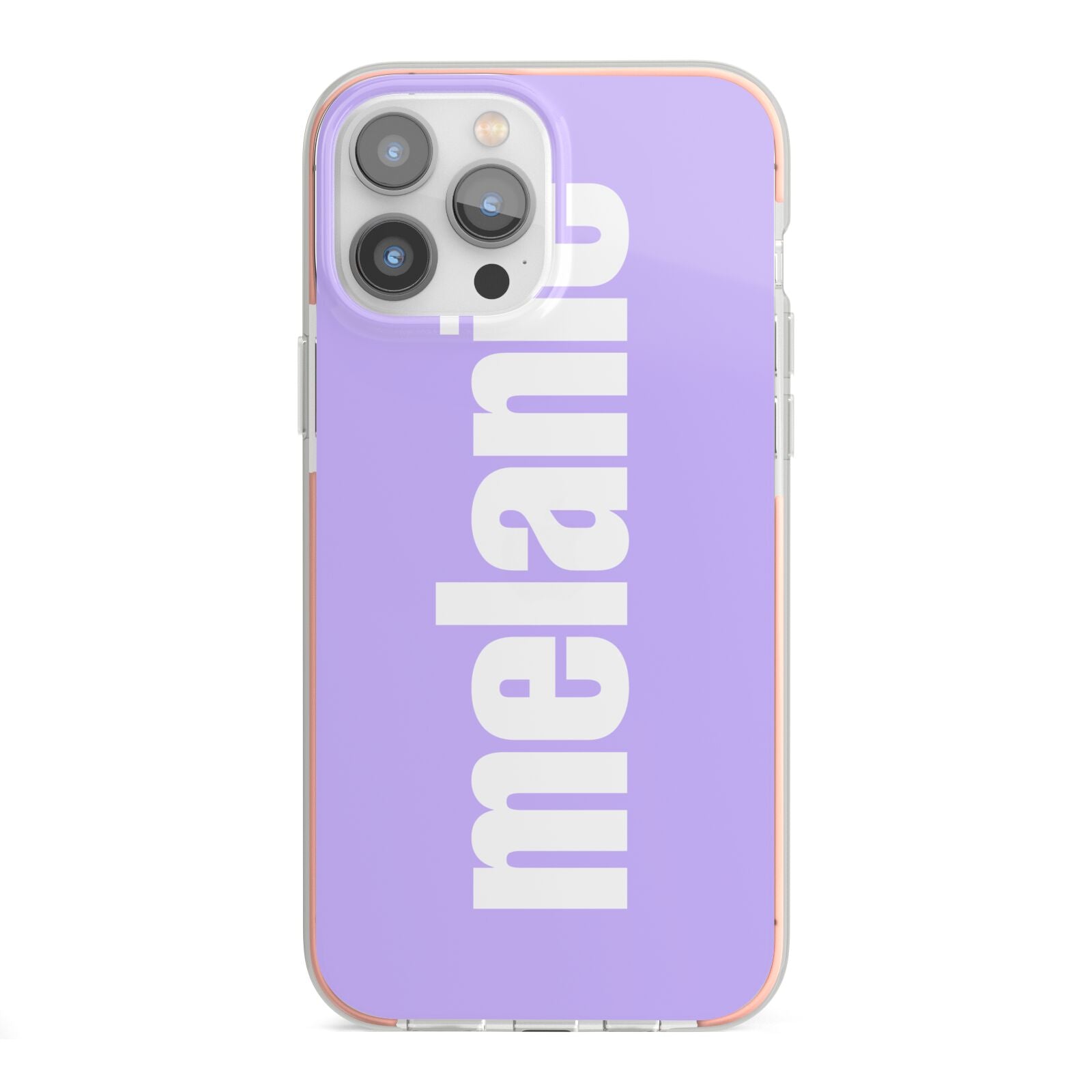 Personalised Purple Name iPhone 13 Pro Max TPU Impact Case with Pink Edges