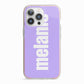 Personalised Purple Name iPhone 13 Pro TPU Impact Case with Pink Edges