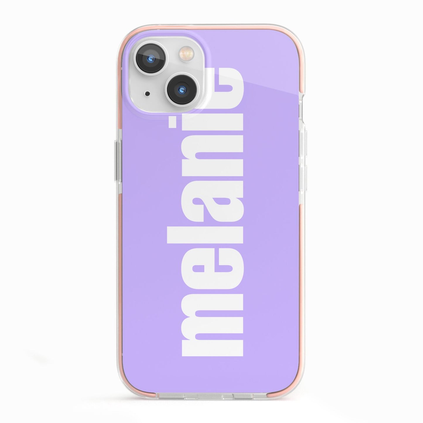 Personalised Purple Name iPhone 13 TPU Impact Case with Pink Edges