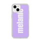 Personalised Purple Name iPhone 14 Clear Tough Case Starlight