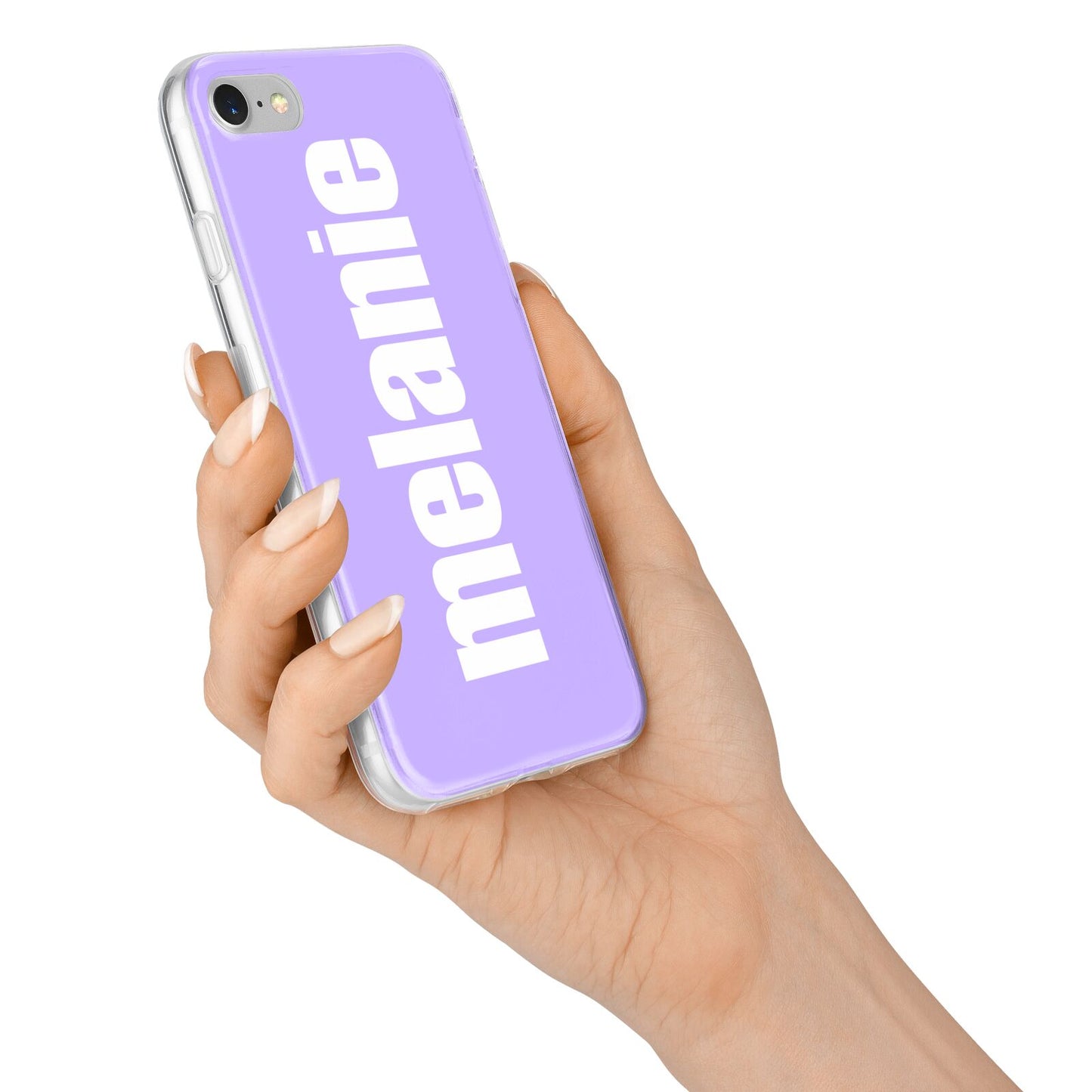 Personalised Purple Name iPhone 7 Bumper Case on Silver iPhone Alternative Image