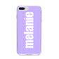 Personalised Purple Name iPhone 8 Plus Bumper Case on Silver iPhone