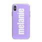 Personalised Purple Name iPhone X Bumper Case on Silver iPhone Alternative Image 1