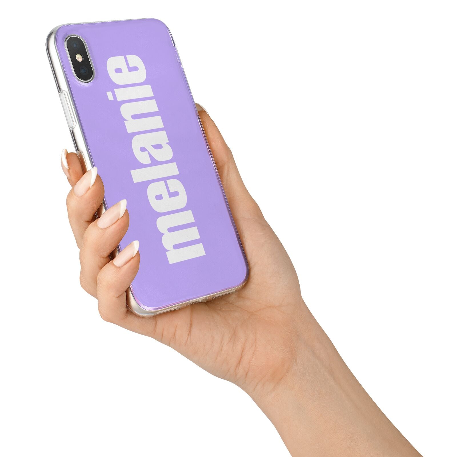 Personalised Purple Name iPhone X Bumper Case on Silver iPhone Alternative Image 2