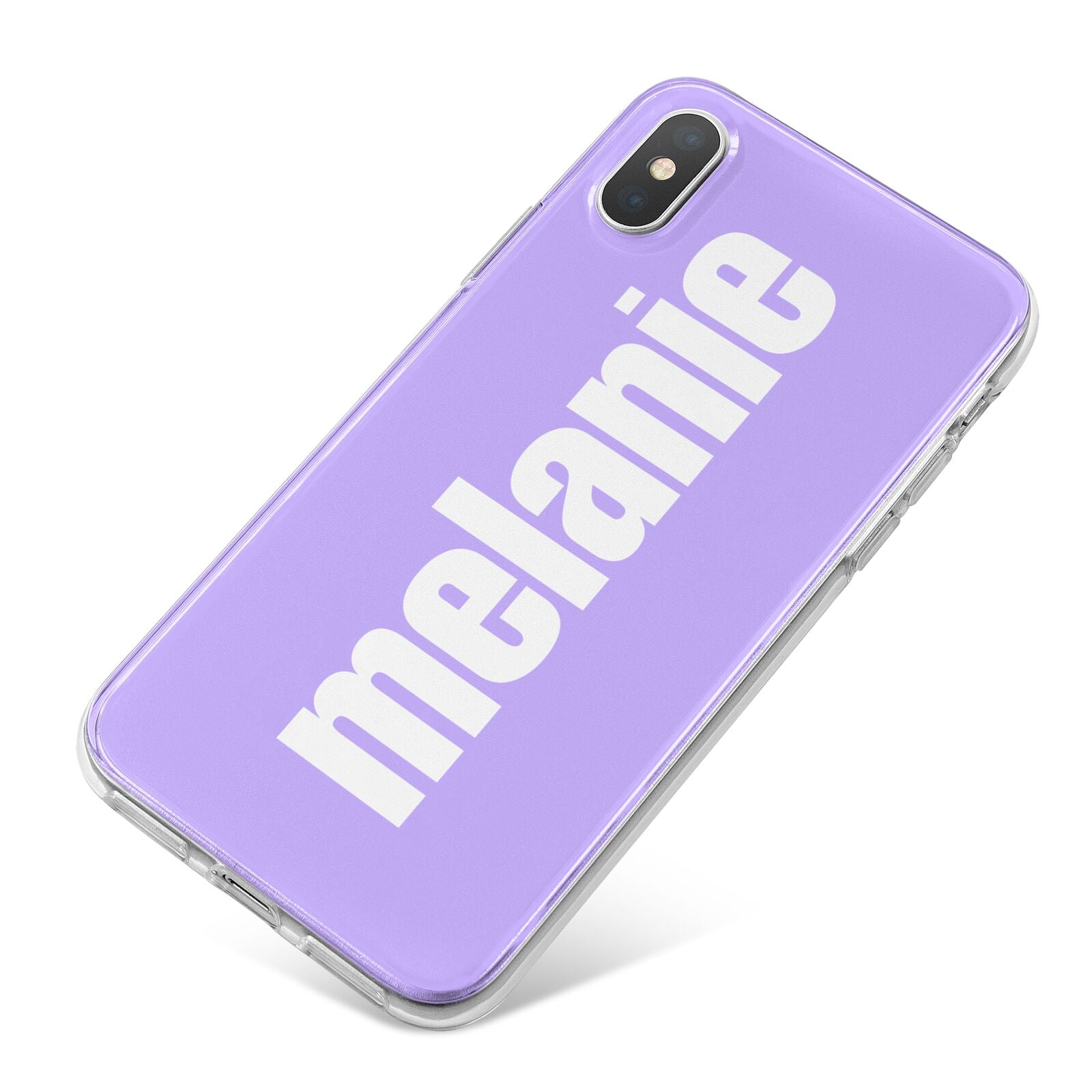 Personalised Purple Name iPhone X Bumper Case on Silver iPhone