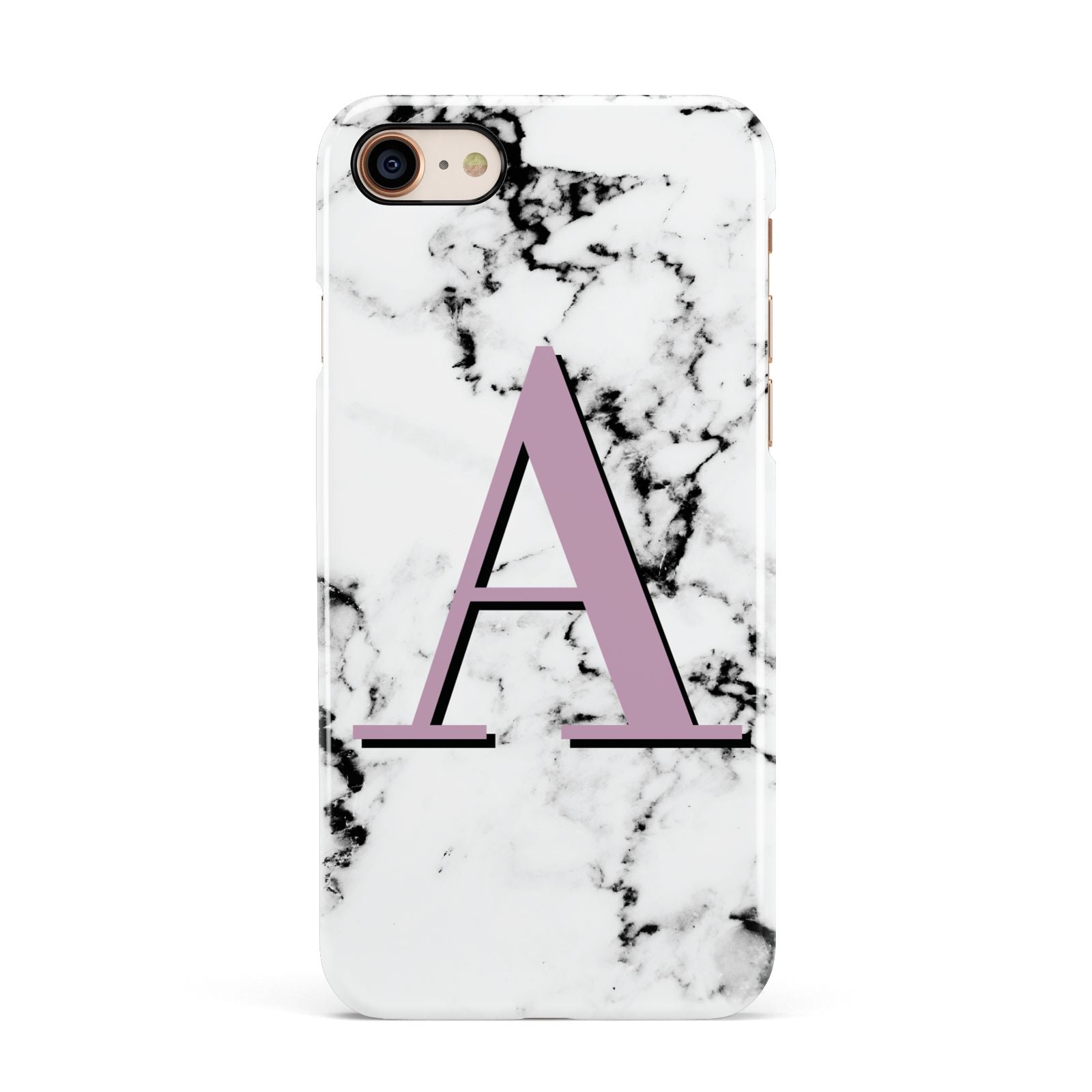 Personalised Purple Single Initial Marble Apple iPhone 7 8 3D Snap Case