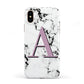 Personalised Purple Single Initial Marble Apple iPhone XS 3D Tough