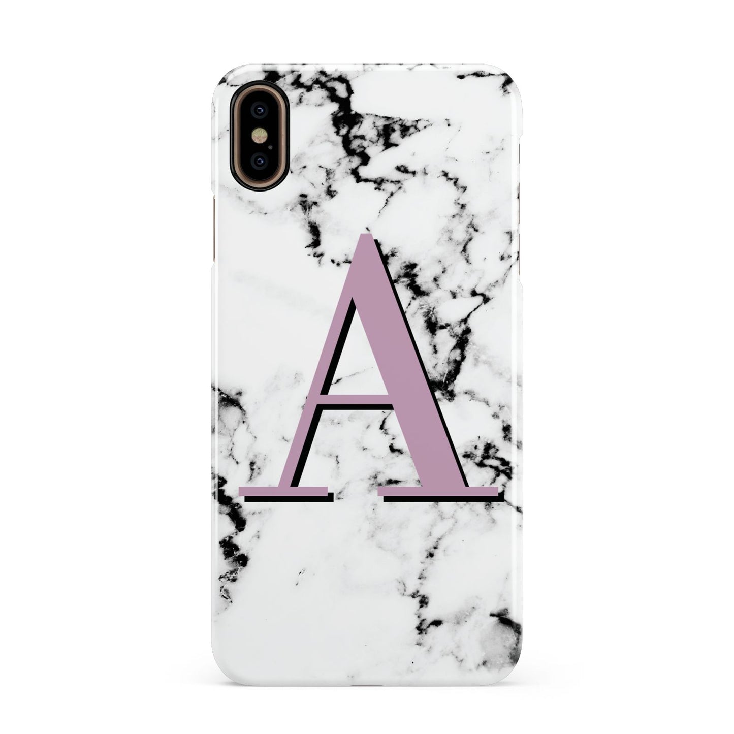 Personalised Purple Single Initial Marble Apple iPhone Xs Max 3D Snap Case