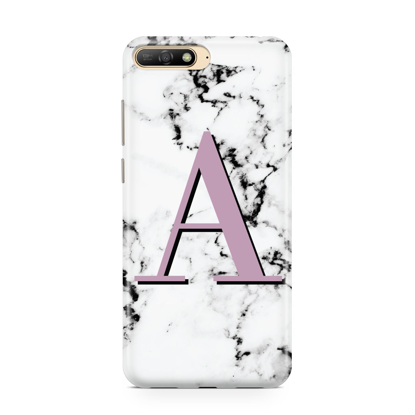 Personalised Purple Single Initial Marble Huawei Y6 2018