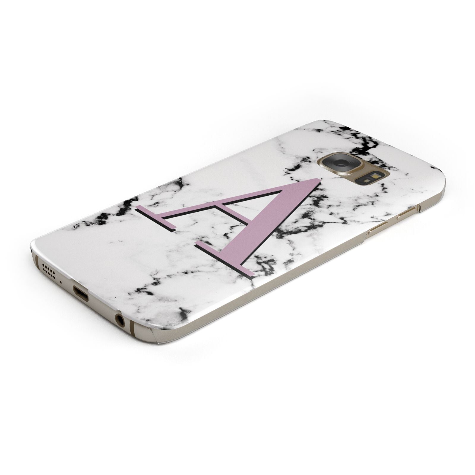 Personalised Purple Single Initial Marble Protective Samsung Galaxy Case Angled Image