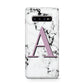 Personalised Purple Single Initial Marble Protective Samsung Galaxy Case