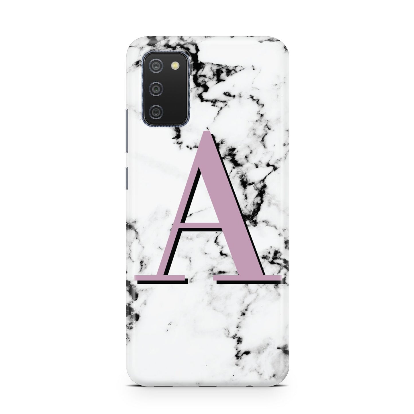 Personalised Purple Single Initial Marble Samsung A02s Case