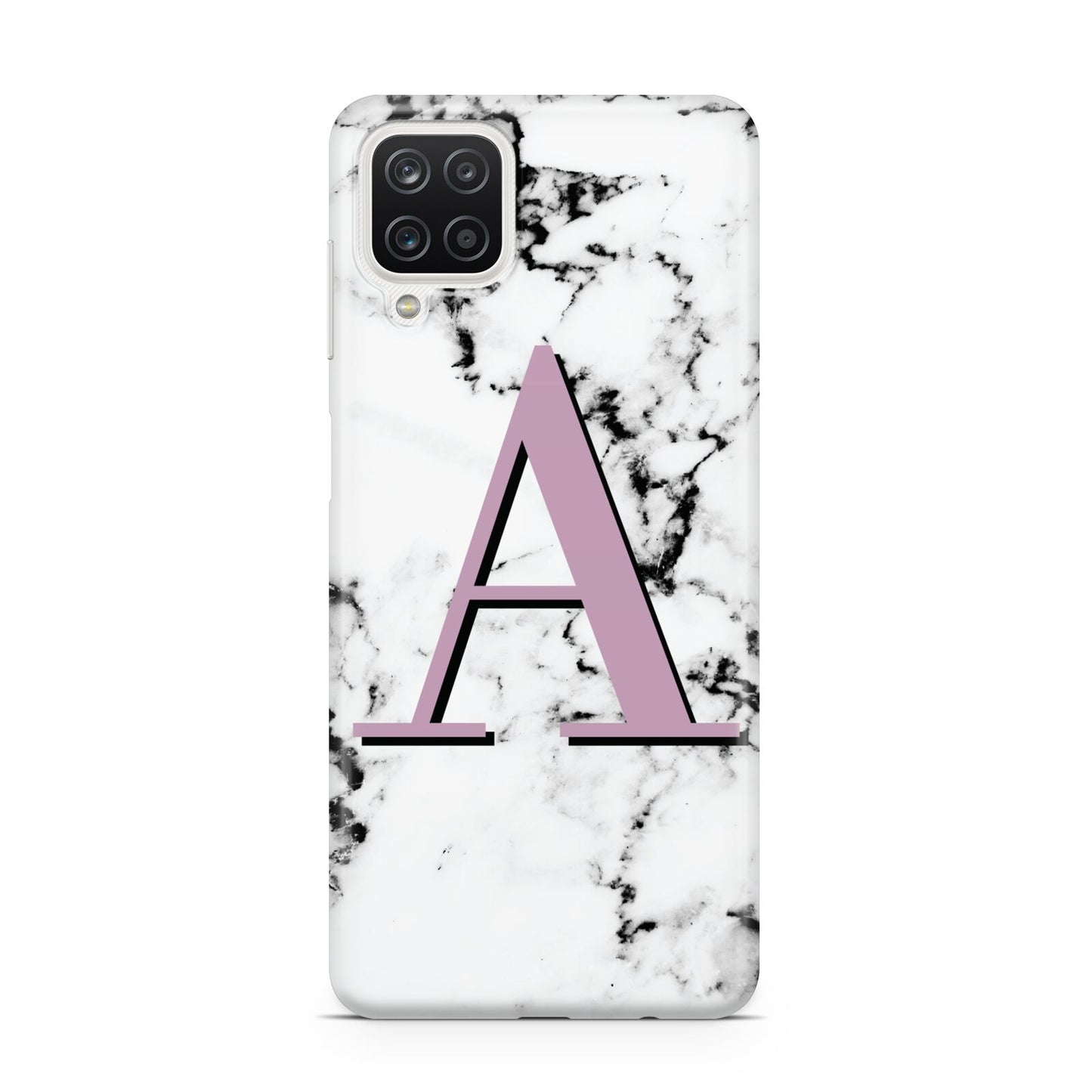 Personalised Purple Single Initial Marble Samsung A12 Case