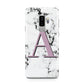 Personalised Purple Single Initial Marble Samsung Galaxy S9 Plus Case on Silver phone