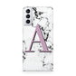 Personalised Purple Single Initial Marble Samsung S21 Plus Case