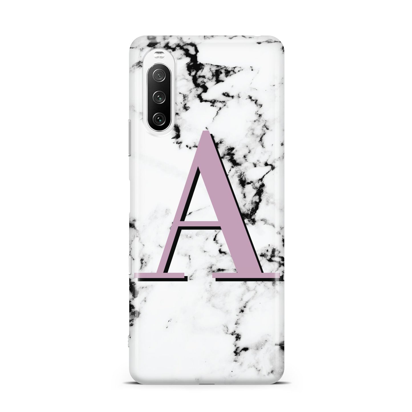 Personalised Purple Single Initial Marble Sony Xperia 10 III Case
