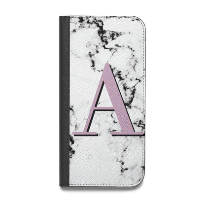 Personalised Purple Single Initial Marble Vegan Leather Flip Samsung Case