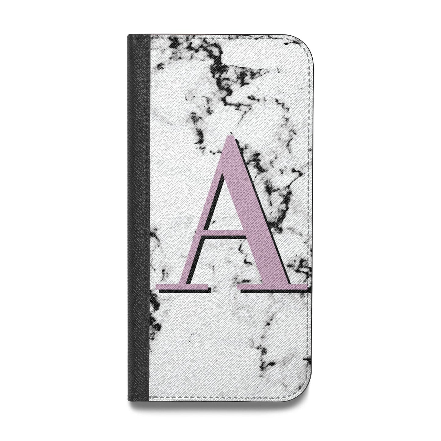 Personalised Purple Single Initial Marble Vegan Leather Flip iPhone Case