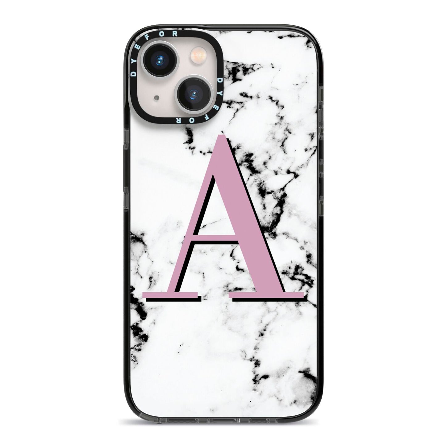 Personalised Purple Single Initial Marble iPhone 13 Black Impact Case on Silver phone