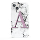 Personalised Purple Single Initial Marble iPhone 13 Full Wrap 3D Snap Case