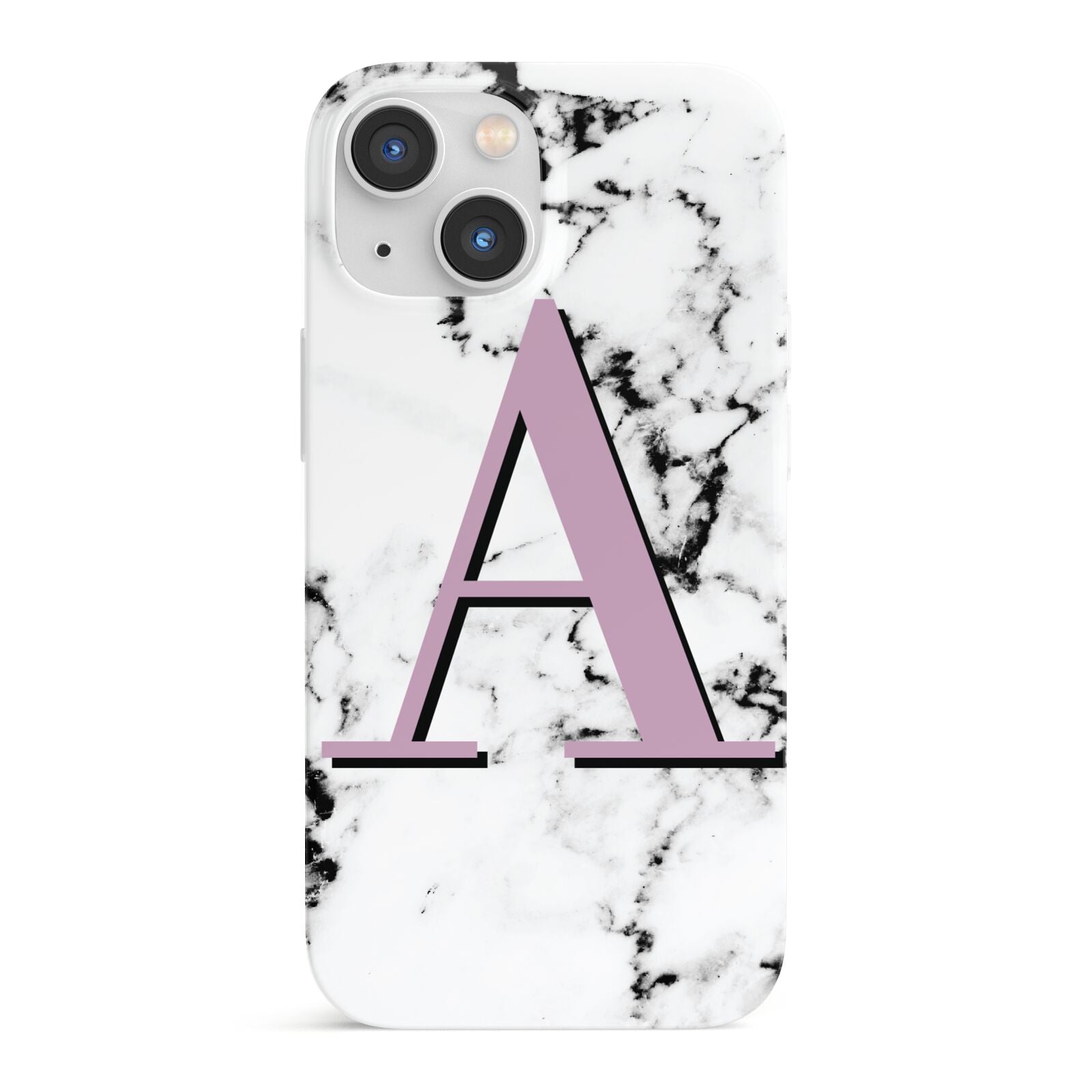 Personalised Purple Single Initial Marble iPhone 13 Mini Full Wrap 3D Snap Case