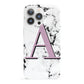Personalised Purple Single Initial Marble iPhone 13 Pro Full Wrap 3D Snap Case