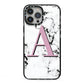 Personalised Purple Single Initial Marble iPhone 13 Pro Max Black Impact Case on Silver phone