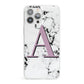 Personalised Purple Single Initial Marble iPhone 13 Pro Max Clear Bumper Case