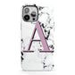 Personalised Purple Single Initial Marble iPhone 13 Pro Max Full Wrap 3D Tough Case