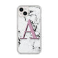 Personalised Purple Single Initial Marble iPhone 14 Plus Glitter Tough Case Starlight