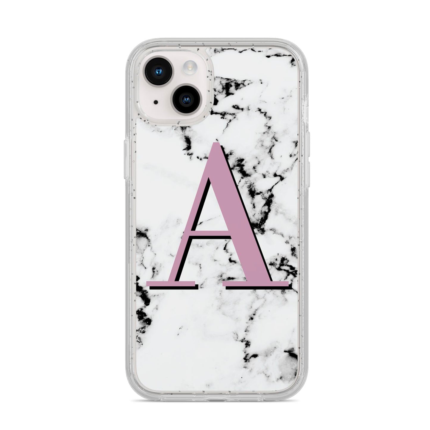 Personalised Purple Single Initial Marble iPhone 14 Plus Glitter Tough Case Starlight