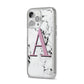 Personalised Purple Single Initial Marble iPhone 14 Pro Max Glitter Tough Case Silver Angled Image