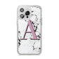 Personalised Purple Single Initial Marble iPhone 14 Pro Max Glitter Tough Case Silver