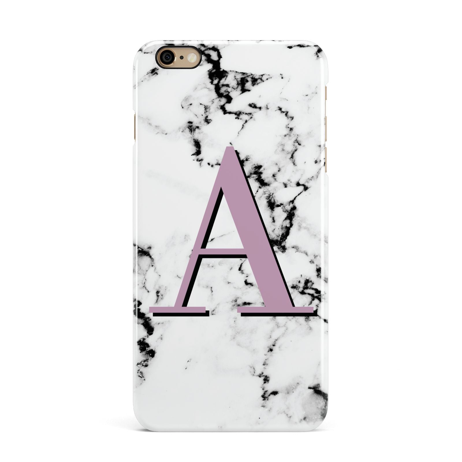 Personalised Purple Single Initial Marble iPhone 6 Plus 3D Snap Case on Gold Phone