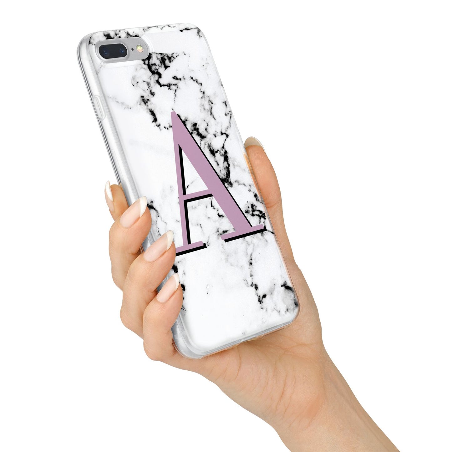 Personalised Purple Single Initial Marble iPhone 7 Plus Bumper Case on Silver iPhone Alternative Image