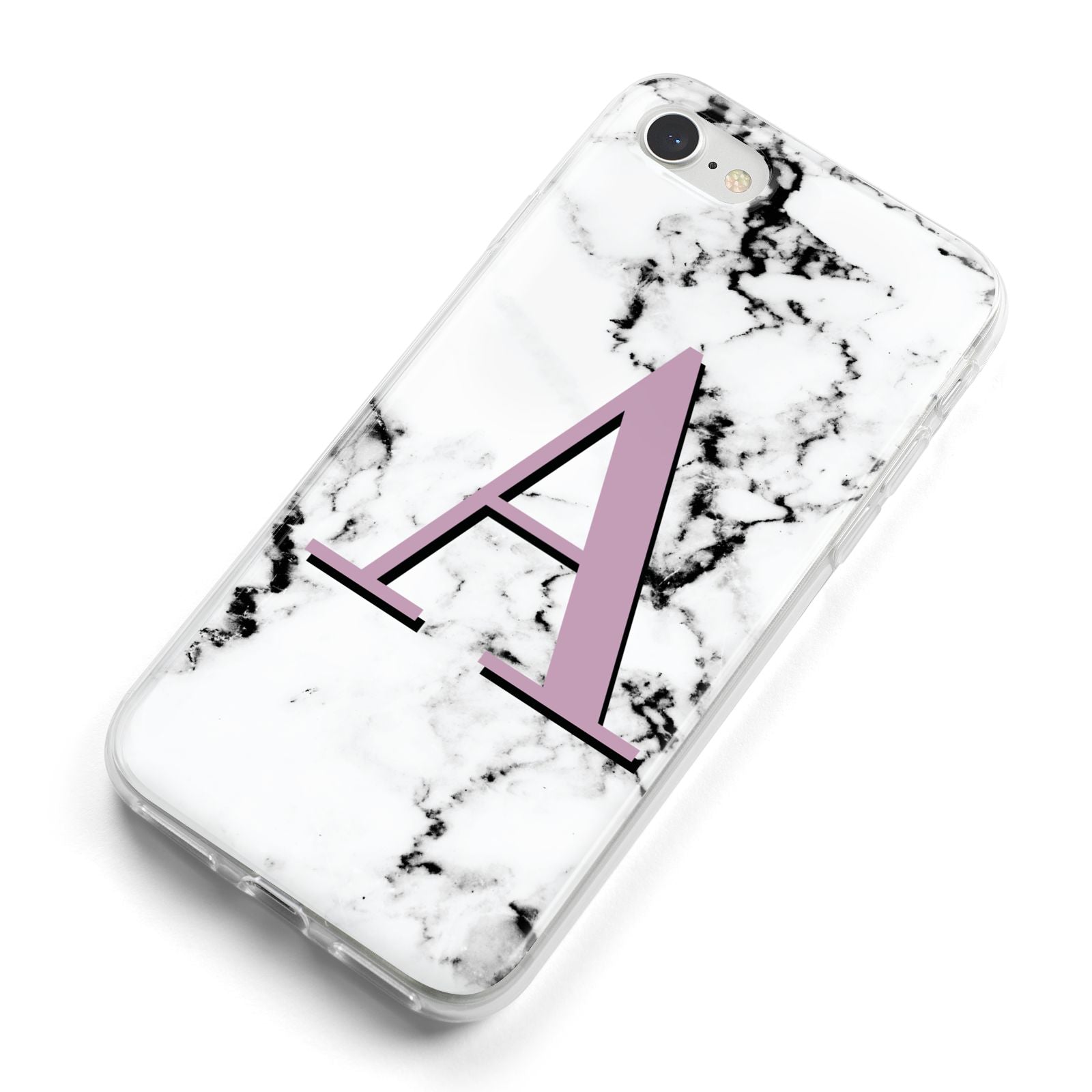 Personalised Purple Single Initial Marble iPhone 8 Bumper Case on Silver iPhone Alternative Image