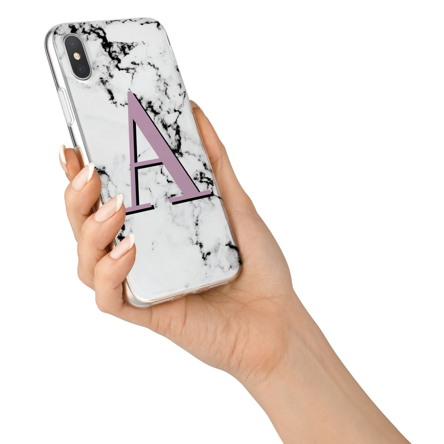 Personalised Purple Single Initial Marble iPhone X Bumper Case on Silver iPhone Alternative Image 2